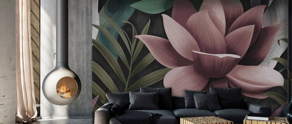 Artistic leaf and plant shapes of various pastel colours wallpaper and wall murals shop in South Africa. Wallpaper and wall mural online store with a huge range for sale.