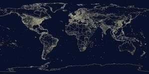 World map of lights seen from space wallpaper and wall murals shop in California. Wallpaper and wall mural online store with a huge range for sale.