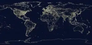 World map of lights seen from space wallpaper and wall murals shop in South Africa. Wallpaper and wall mural online store with a huge range for sale.