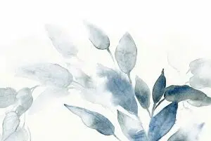 Watercolour blue leaf wallpaper and wall murals shop in South Africa. Wallpaper and wall mural online store with a huge range for sale.