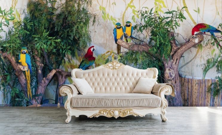 Toucans and parrots in tropical jungle wallpaper and wall murals shop in South Africa. Wallpaper and wall mural online store with a huge range for sale.