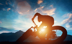 Mountain biker at sunrise wallpaper and wall murals shop in California. Wallpaper and wall mural online store with a huge range for sale.