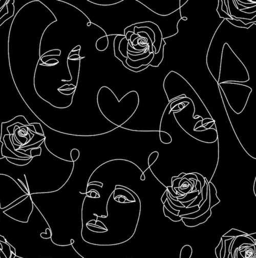 Single line face sketch on black background wallpaper and wall murals shop in South Africa. Wallpaper and wall mural online store with a huge range for sale. 