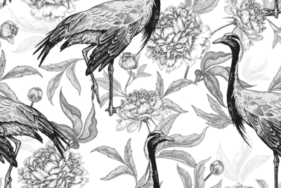 Black and white birds wallpaper and wall murals shop in South Africa. Wallpaper and wall mural online store with a huge range for sale.