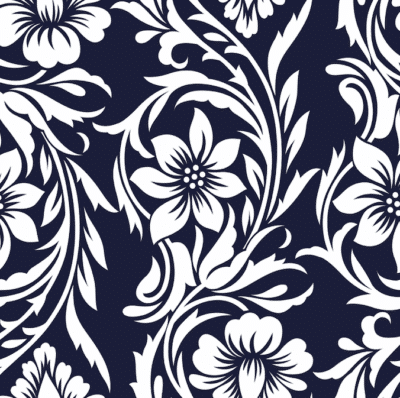 White flowers and plants on navy background wallpaper and wall murals shop in South Africa. Wallpaper and wall mural online store with a huge range for sale.