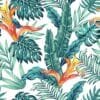 Orange flowers and jungle plants wallpaper and wall murals shop in California. Wallpaper and wall mural online store with a huge range for sale.