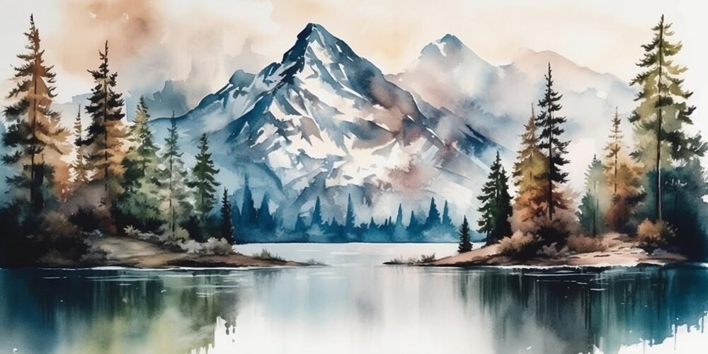 Mural Mountain Lake Reflections WallpaperOnline | BANG Wallpaper USA