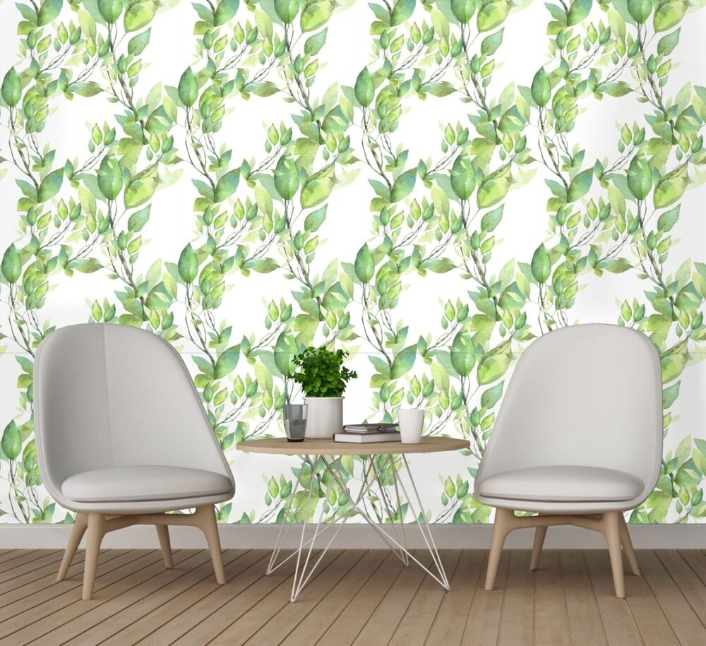 Green and white vine plant wallpaper Canada