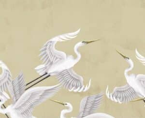 Taking flight beige heron wall mural from Wallpaper Online Canada