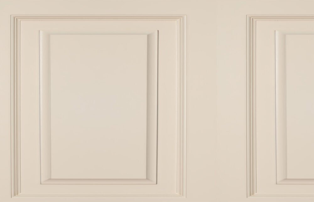 A warm beige or cream panelling wallpaper from Wallpaper Online Canada.