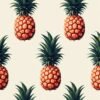 Pineapple wallpaper in orange green and cream for sale online from Wallpaper Online Canada