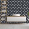 Charcoal and grey hand drawn gold fish wallpaper in exquisite detail for sale from Wallpaper Online Canada