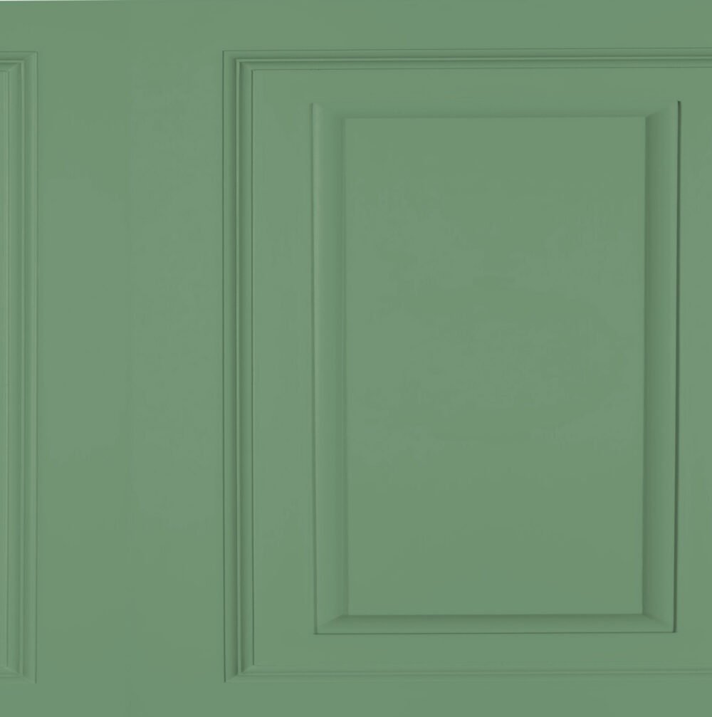 Sage green panelling design wallpaper from Wallpaper Online Canada.