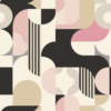 Pink black and beige geometric art deco monochrome wallpaper available exclusively from Bang Wallpaper USA