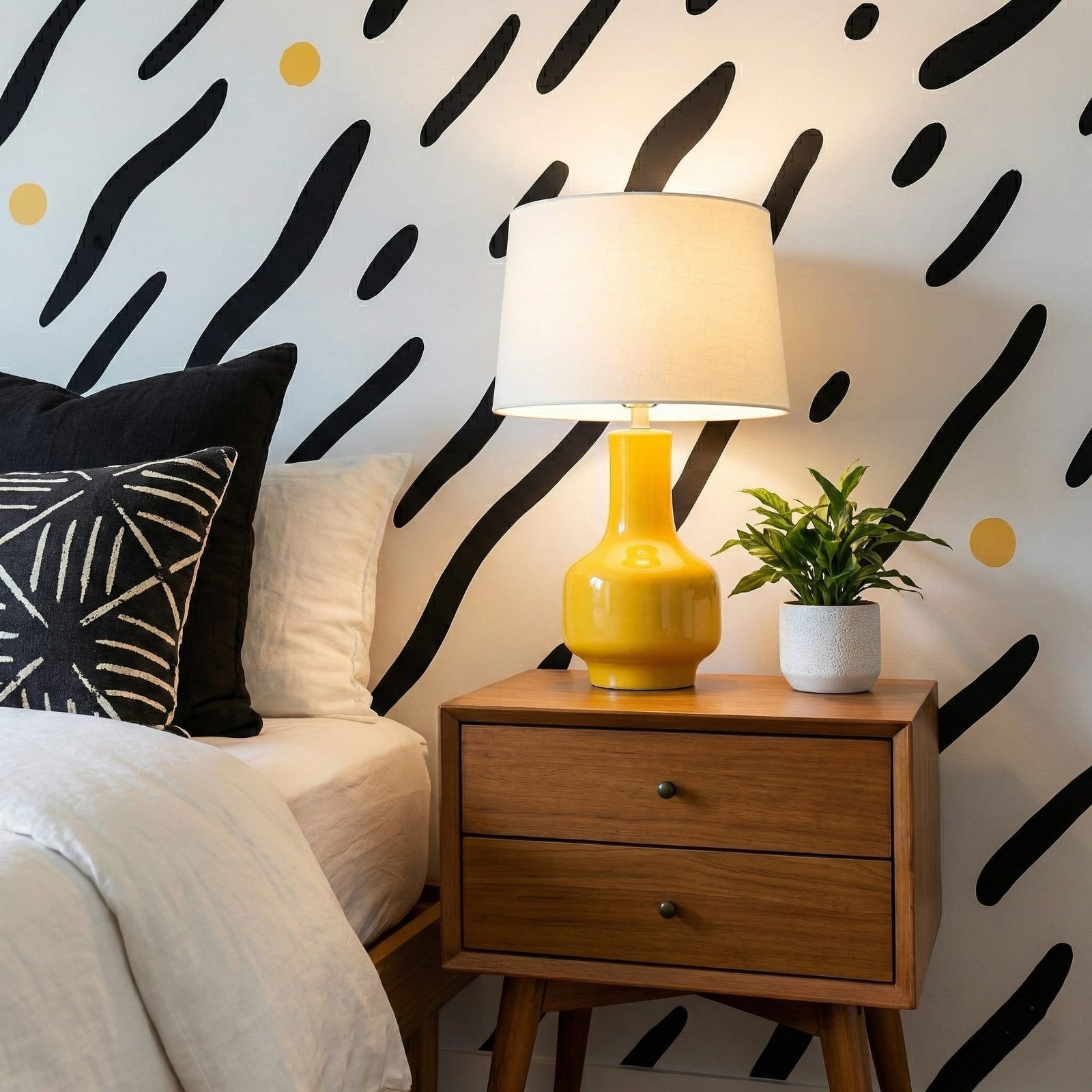 A zoomed-in of a brushstroke wallpaper creating a striking yet relaxed backdrop for modern living spaces