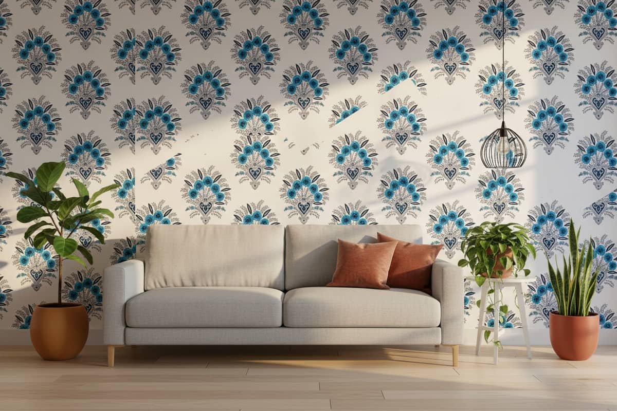 Damask Blooms Wallpaper