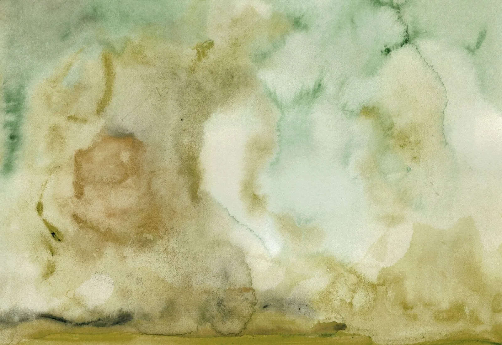 Moss Veil Watercolor Mural featuring soft sage, olive, and beige watercolor textures.