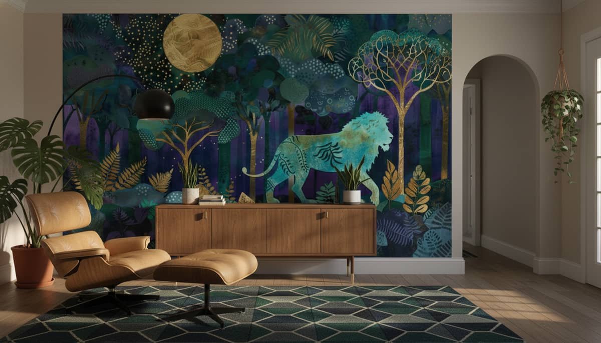 Nocturnal Jungle King - Canadian-made Animal Wall Murals wallpaper from Wallpaper Online Canada