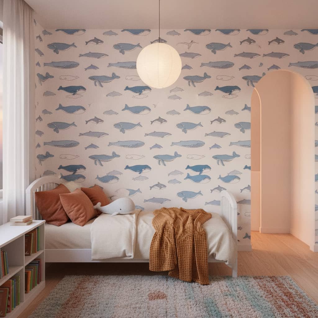 Watercolour Whales Wallpaper
