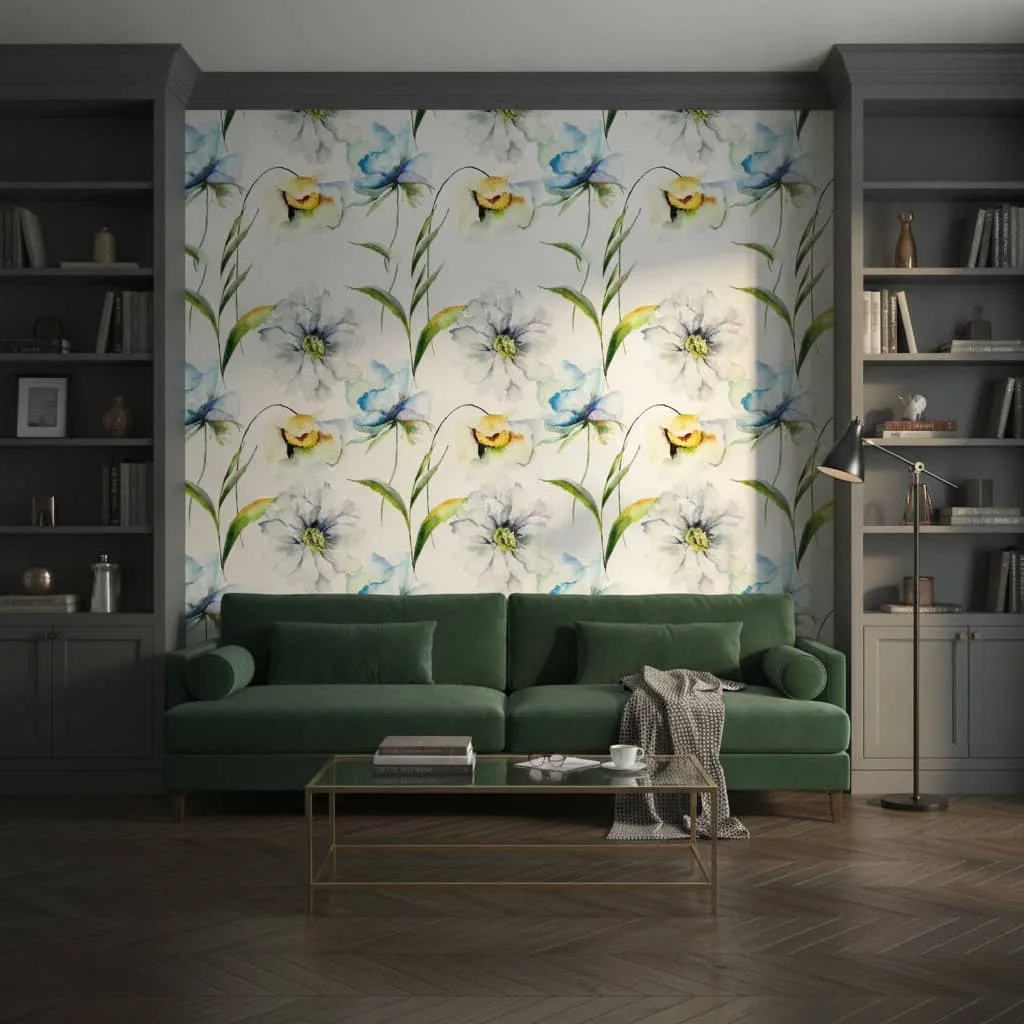 Floral Wallpaper wallpaper: Pastel Bloom, made in California - room setting preview