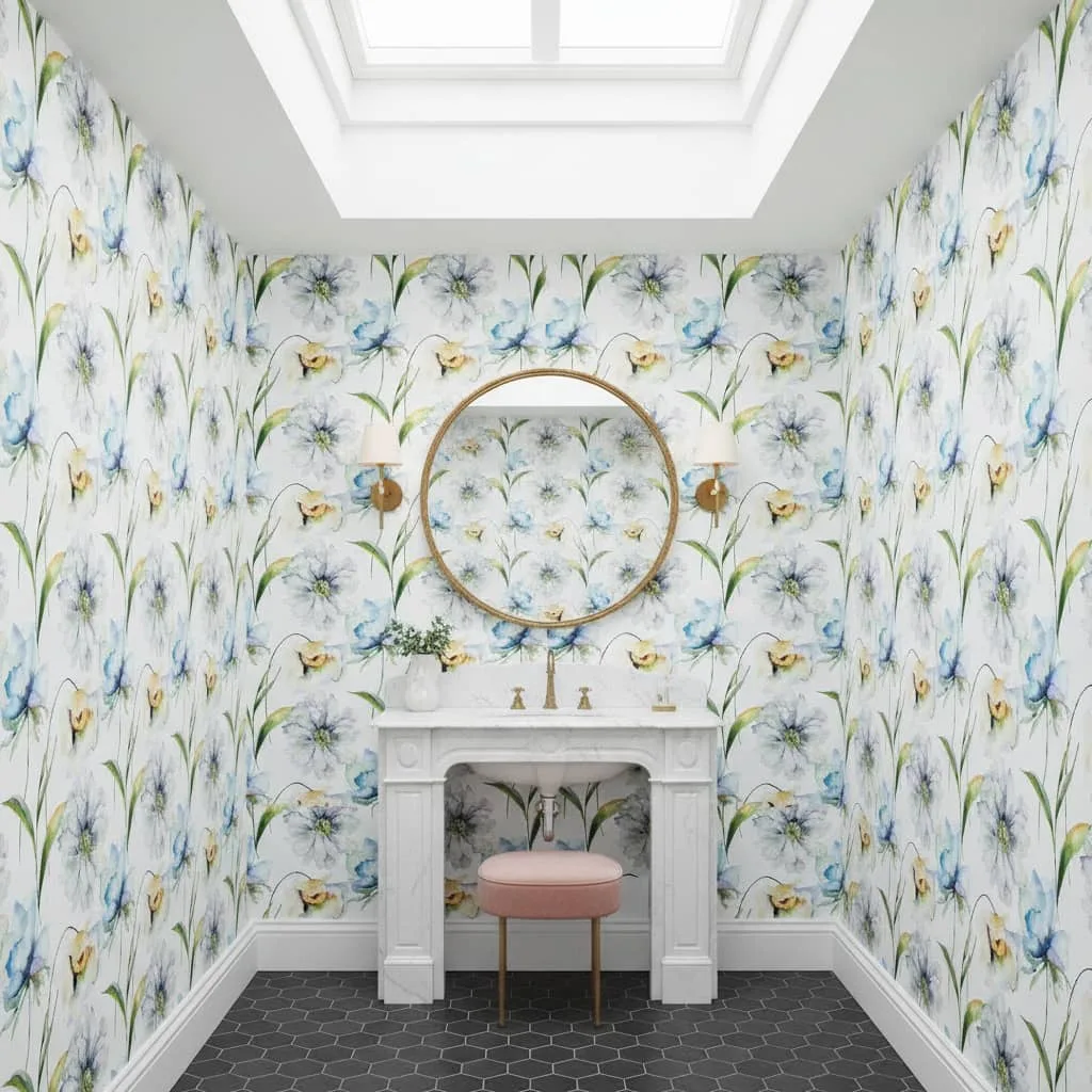 Pastel Bloom - Canadian-made peel and stick wallpaper from wallpaperonline.ca - close-up detail