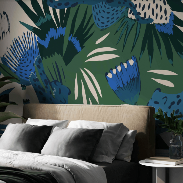 Mural Protea Pounce in Blue